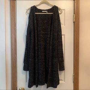 NWT ohmg dark grey long sleeve cardigan with sleeve cut outs